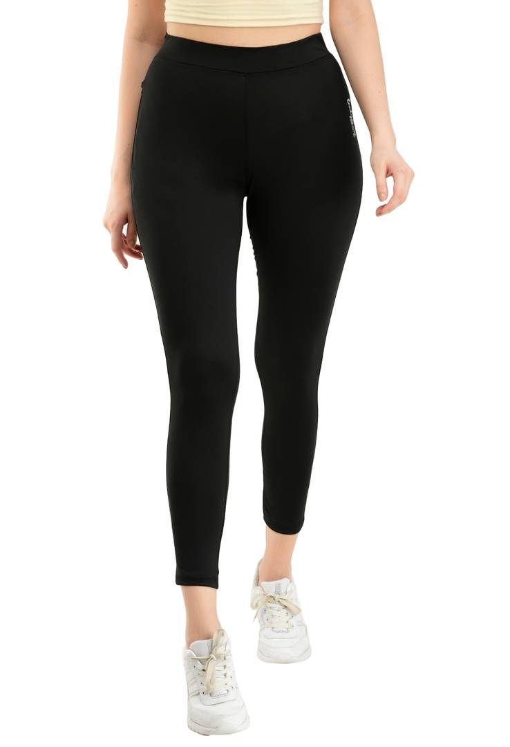 YOGA/GYM SPORTS High-Waist DRY-FIT TIGHTS (Black) - WOMEN'S ACTIVE WEAR