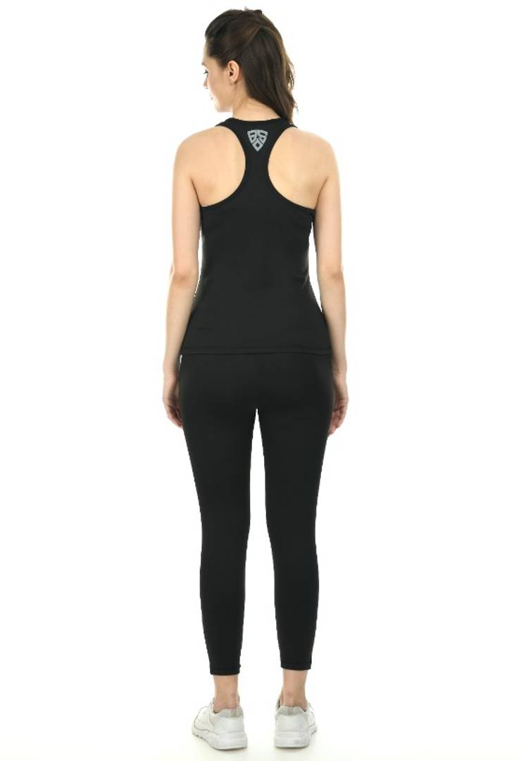 Women Black Workout Active Top & Bottom Set Combo