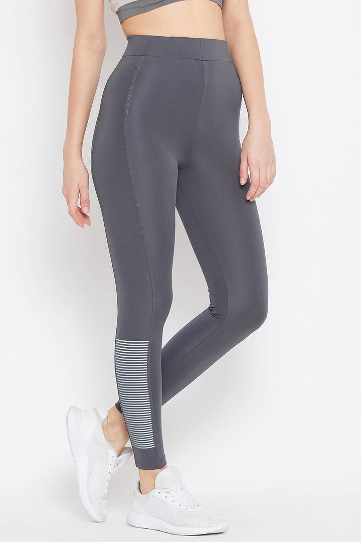 Clovia Elegant Grey Polyester Solid Tights For Women And Girls