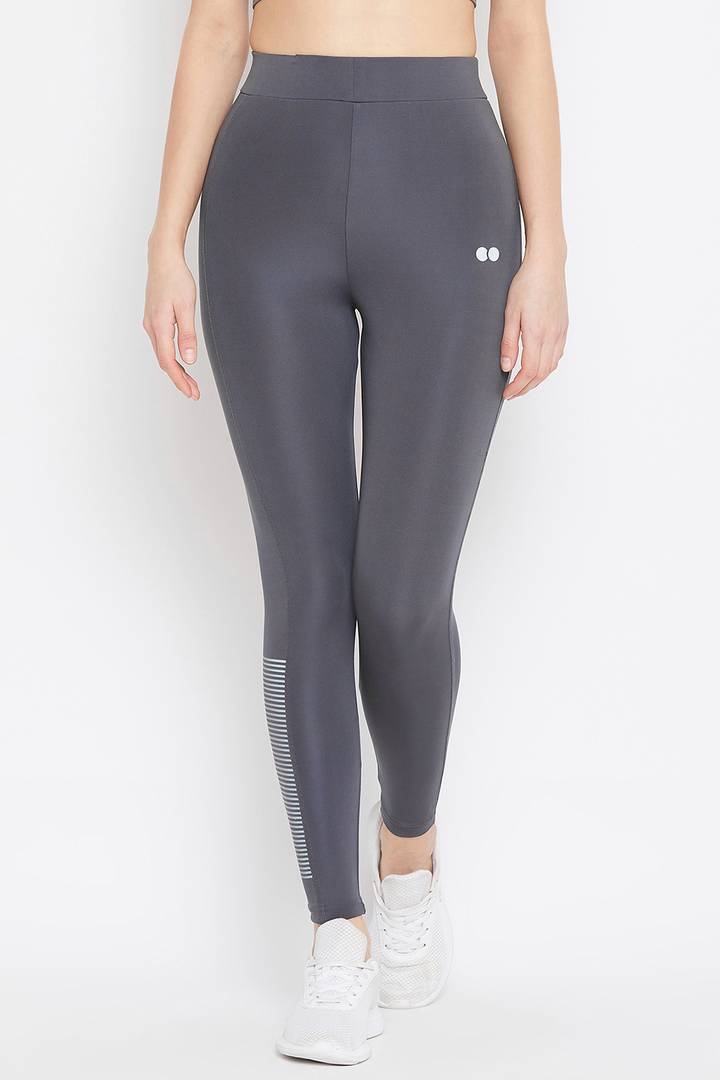 Clovia Elegant Grey Polyester Solid Tights For Women And Girls