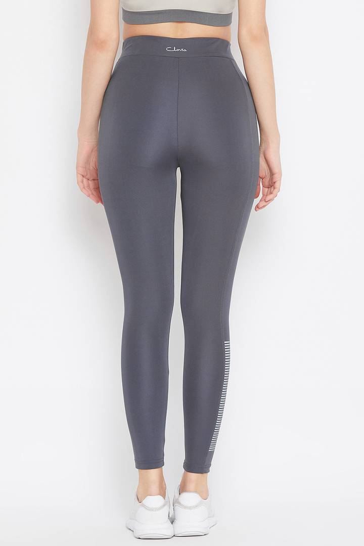 Clovia Elegant Grey Polyester Solid Tights For Women And Girls