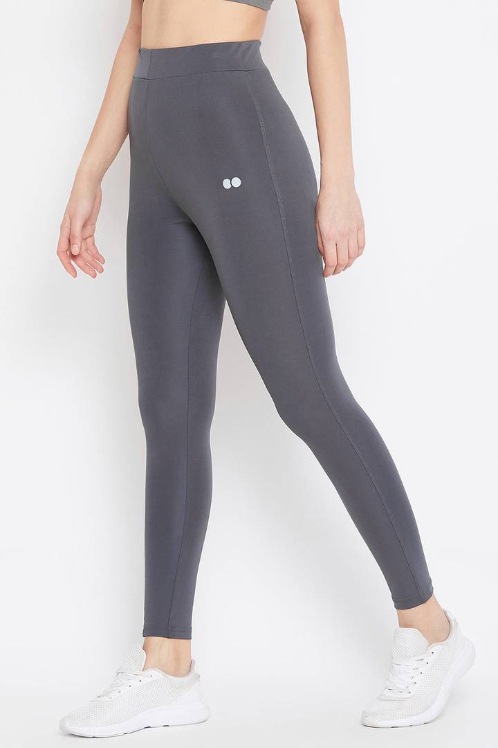 Clovia Elegant Grey Polyester Solid Tights For Women And Girls