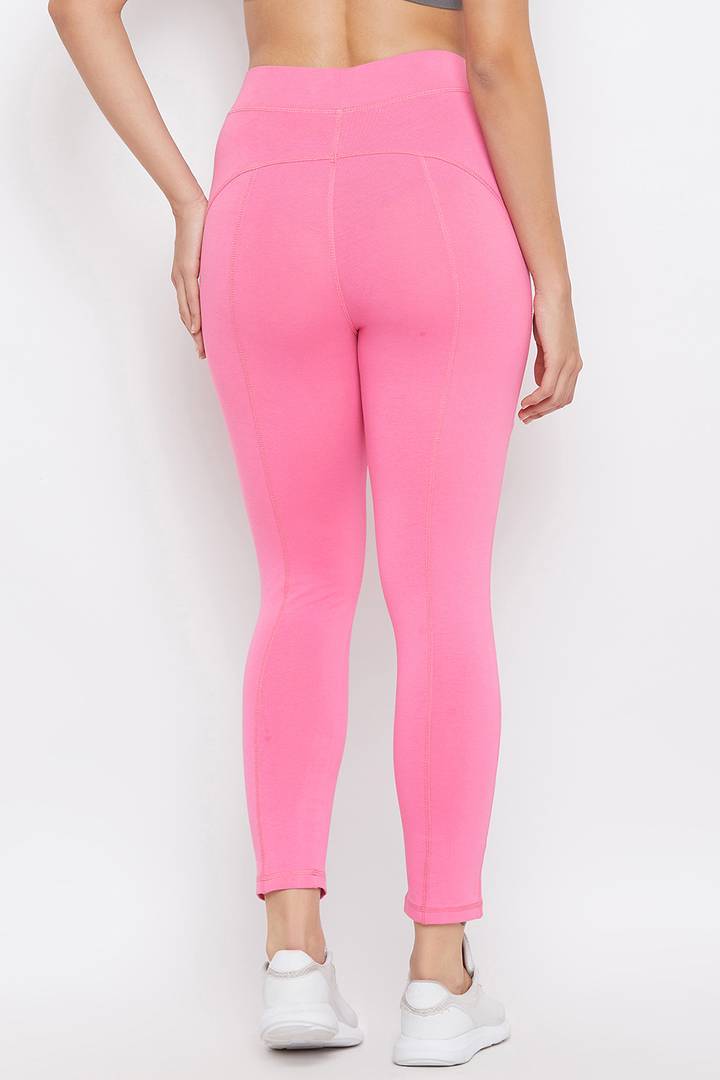 Clovia Elegant Pink Cotton Solid Tights For Women And Girls
