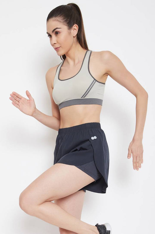 Clovia Elegant Blue Polyester Solid Sports Shorts For Women And Girls