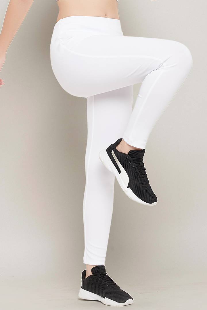 Clovia Elegant White Polyester Solid Tights For Women And Girls