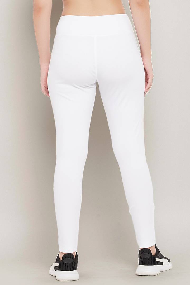 Clovia Elegant White Polyester Solid Tights For Women And Girls
