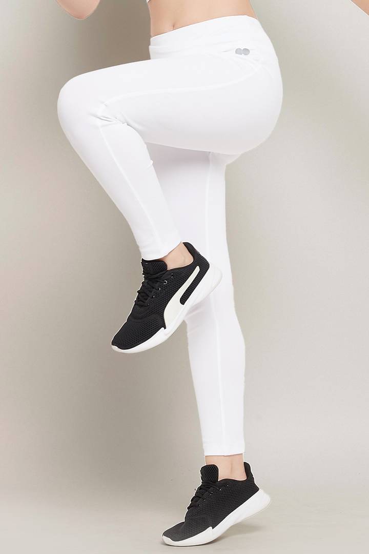 Clovia Elegant White Polyester Solid Tights For Women And Girls