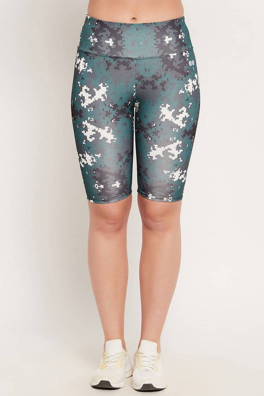 Clovia Elegant Grey Polyester Tie And Dye Sports Shorts For Women And Girls