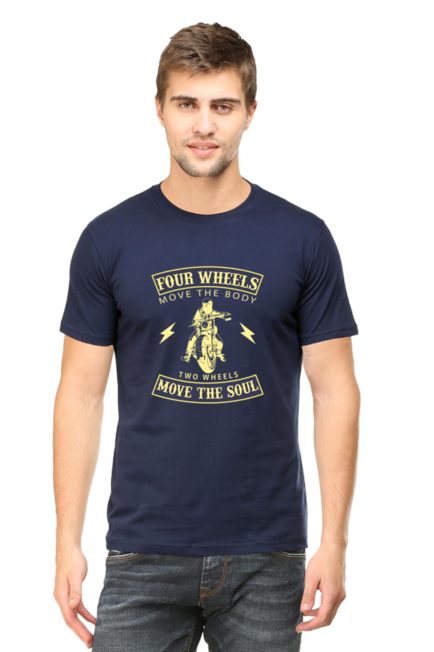 Four wheels move the body, two wheels moves the soul - Men's T-Shirt